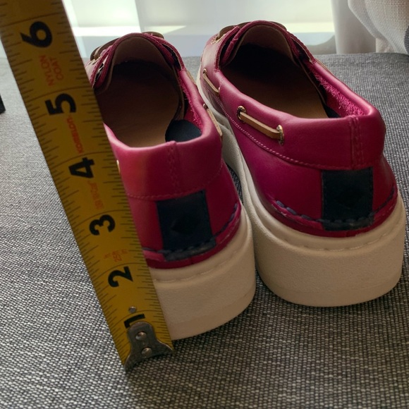 Sperry Pink A/O Top Sider Platform Leather Shoes Size 8.5 - Picture 7 of 16